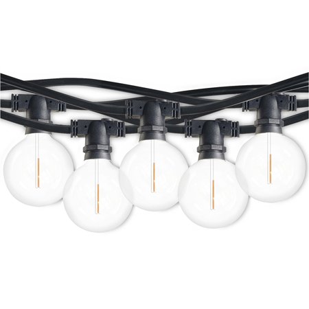 BULBRITE Outdoor/Indoor 14 ft. Plug-In Globe Bulb G16 Shatter Resistant LED Blk Strng Lght w/10 Sockets-Bulbs 812123